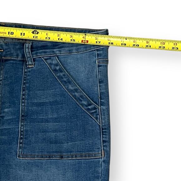 John Mark Jeans Womens 14 Crop Wide Leg Frayed Hem Blue Jeans Patch Pockets - Picture 8 of 10